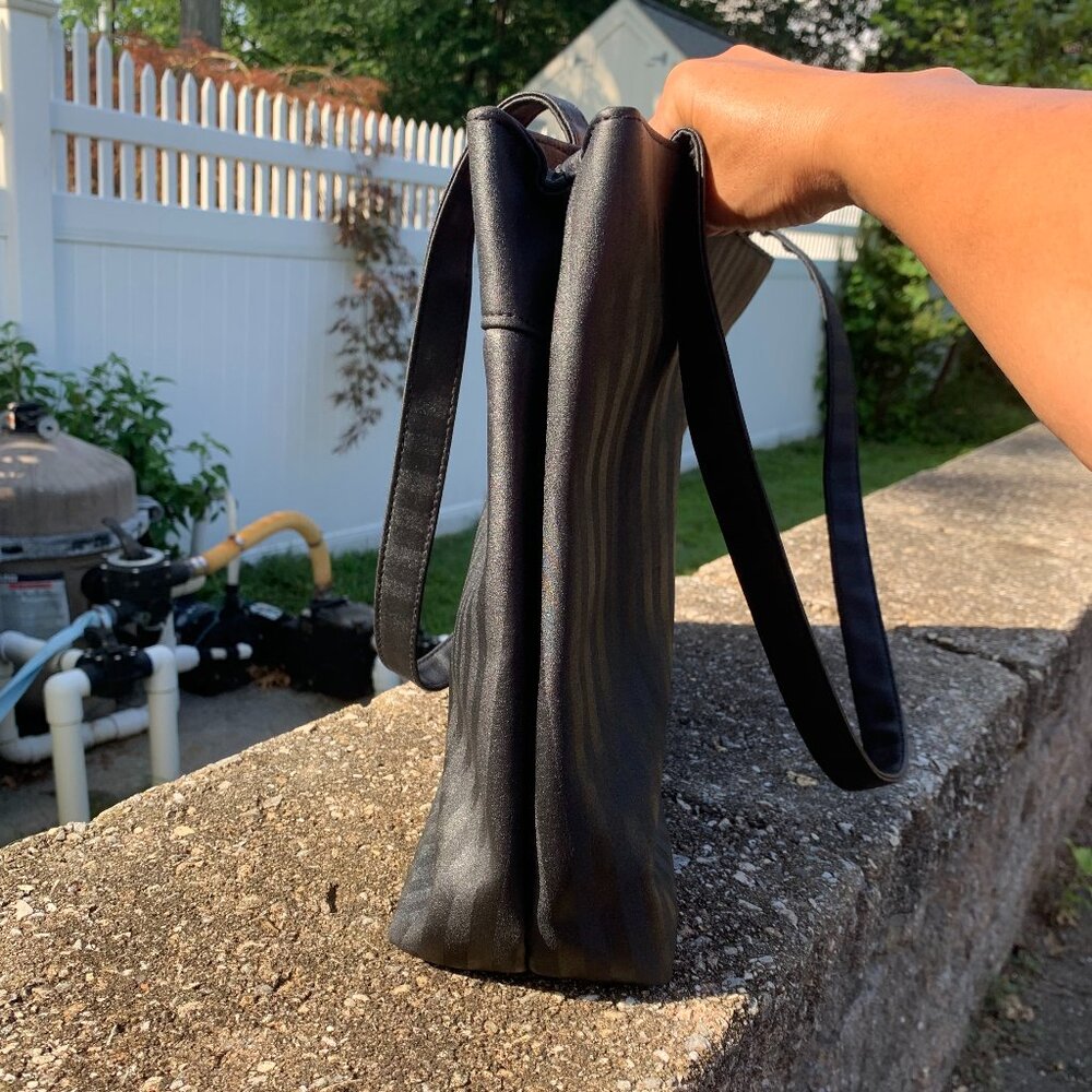 SOLD Vtg JACKSON Black Striped Tote Bag - Picture 3 of 12
